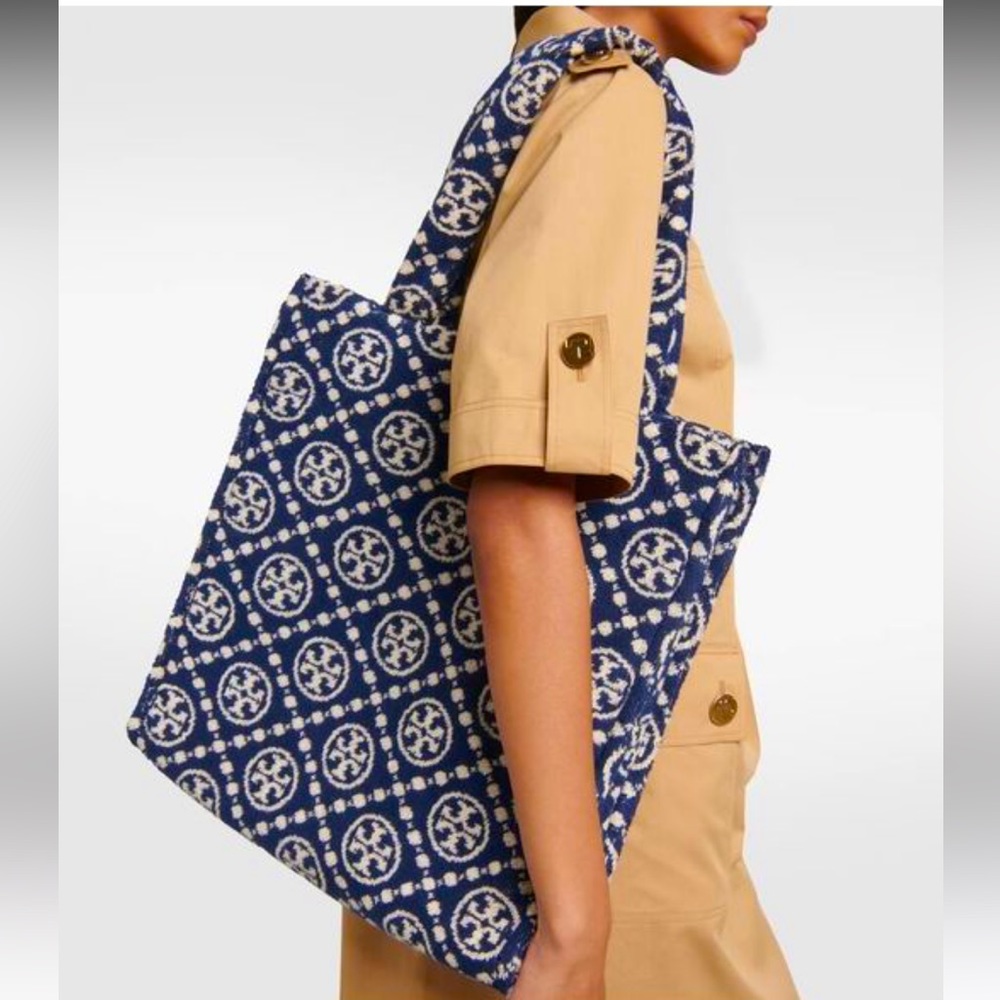 Tory Burch T Monogram Terry Tote (Tory Navy)